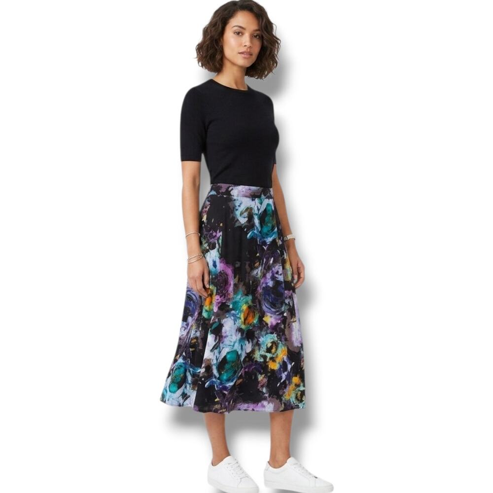 Boca Bay Vintage Abstract Floral Rayon Midi Skirt – Large
​